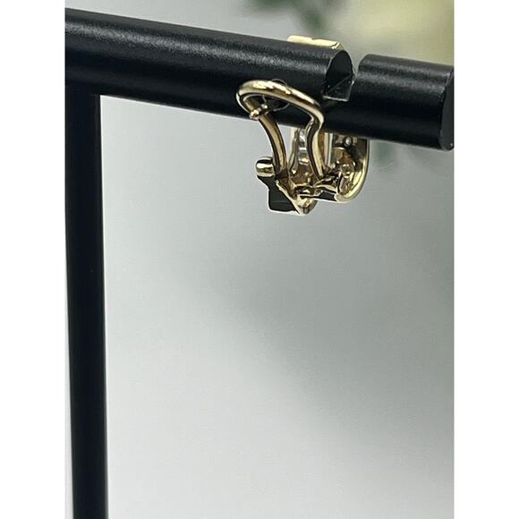 10K Yellow Gold 30 Diamonds Round  Baguette Channel Huggie Hoop Omega Earrings - Picture 7 of 12